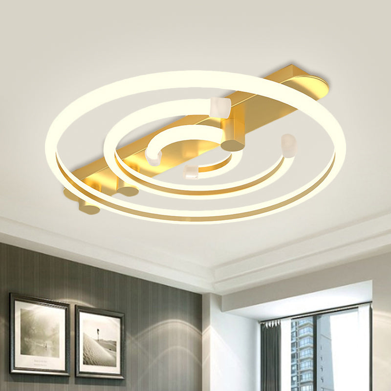 Metal Circle Ceiling Lighting Contemporary Black/Gold LED Semi Flush Mount Lamp in Warm/White Light Clearhalo 'Ceiling Lights' 'Close To Ceiling Lights' 'Close to ceiling' 'Semi-flushmount' Lighting' 1723968