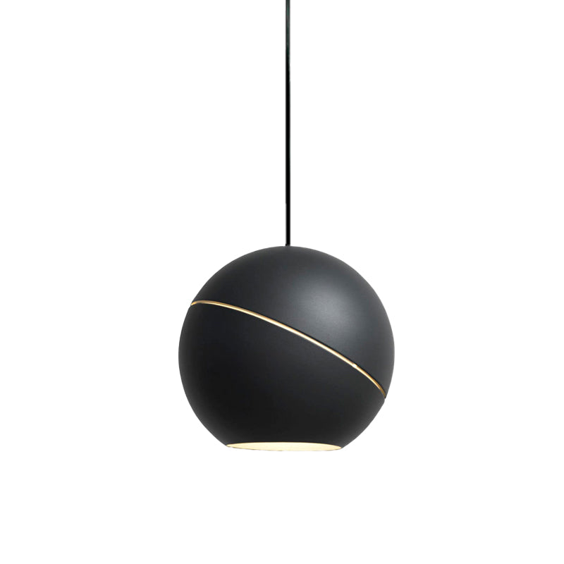 Black/Pewter Sliced Sphere Hanging Light Fixture Simple Style 1 Light Metallic Pendant Lamp for Living Room Clearhalo 'Ceiling Lights' 'Modern Pendants' 'Modern' 'Pendant Lights' 'Pendants' Lighting' 172397