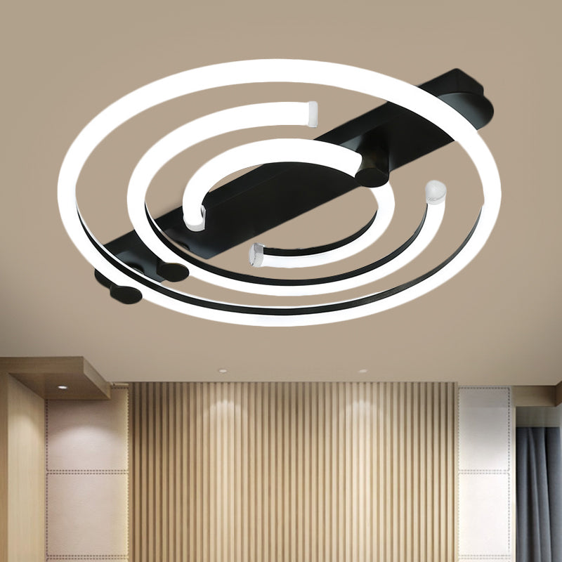 Metal Circle Ceiling Lighting Contemporary Black/Gold LED Semi Flush Mount Lamp in Warm/White Light Clearhalo 'Ceiling Lights' 'Close To Ceiling Lights' 'Close to ceiling' 'Semi-flushmount' Lighting' 1723972