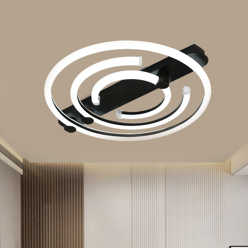 Metal Circle Ceiling Lighting Contemporary Black/Gold LED Semi Flush Mount Lamp in Warm/White Light Clearhalo 'Ceiling Lights' 'Close To Ceiling Lights' 'Close to ceiling' 'Semi-flushmount' Lighting' 1723973