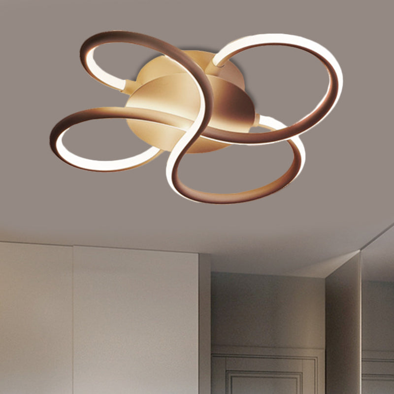 Coffee LED Floral Flush Mount Fixture Simplicity Metallic Ceiling Light for Sleeping Room Clearhalo 'Ceiling Lights' 'Close To Ceiling Lights' 'Close to ceiling' 'Flush mount' Lighting' 1723976