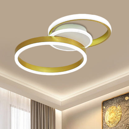 Dual Rings Flush Light Fixture Minimalist Metal LED Parlor Ceiling Flush Mount in Gold Gold Clearhalo 'Ceiling Lights' 'Close To Ceiling Lights' 'Close to ceiling' 'Flush mount' Lighting' 1723987