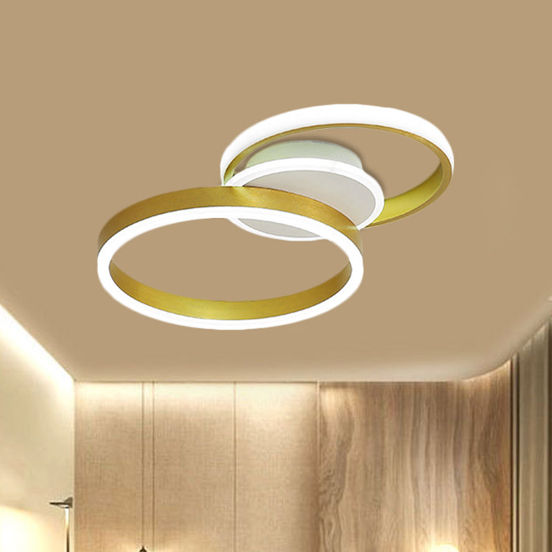 Dual Rings Flush Light Fixture Minimalist Metal LED Parlor Ceiling Flush Mount in Gold Clearhalo 'Ceiling Lights' 'Close To Ceiling Lights' 'Close to ceiling' 'Flush mount' Lighting' 1723988