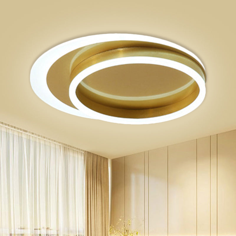 Metallic Round Ceiling Fixture Modernism LED Flush Mount Lighting in Gold, Warm/White Light Gold Clearhalo 'Ceiling Lights' 'Close To Ceiling Lights' 'Close to ceiling' 'Flush mount' Lighting' 1723991