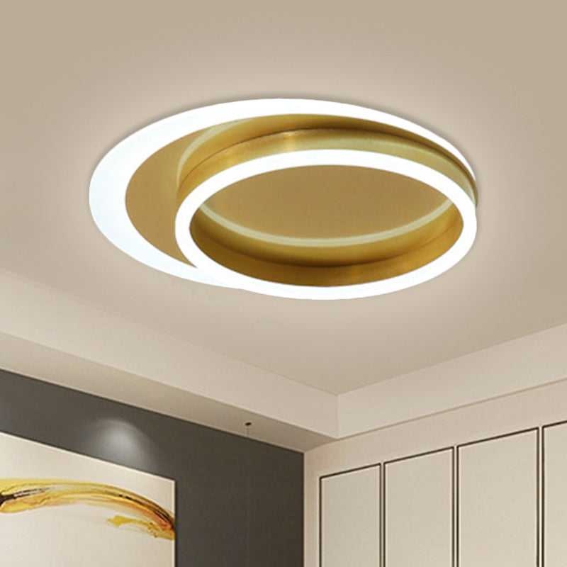 Metallic Round Ceiling Fixture Modernism LED Flush Mount Lighting in Gold, Warm/White Light Clearhalo 'Ceiling Lights' 'Close To Ceiling Lights' 'Close to ceiling' 'Flush mount' Lighting' 1723992