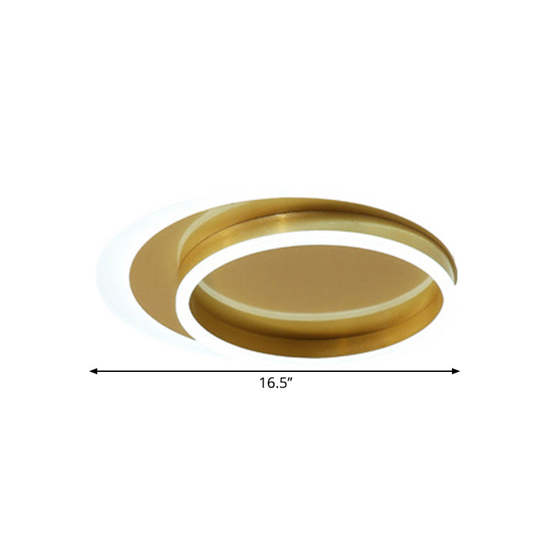 Metallic Round Ceiling Fixture Modernism LED Flush Mount Lighting in Gold, Warm/White Light Clearhalo 'Ceiling Lights' 'Close To Ceiling Lights' 'Close to ceiling' 'Flush mount' Lighting' 1723994