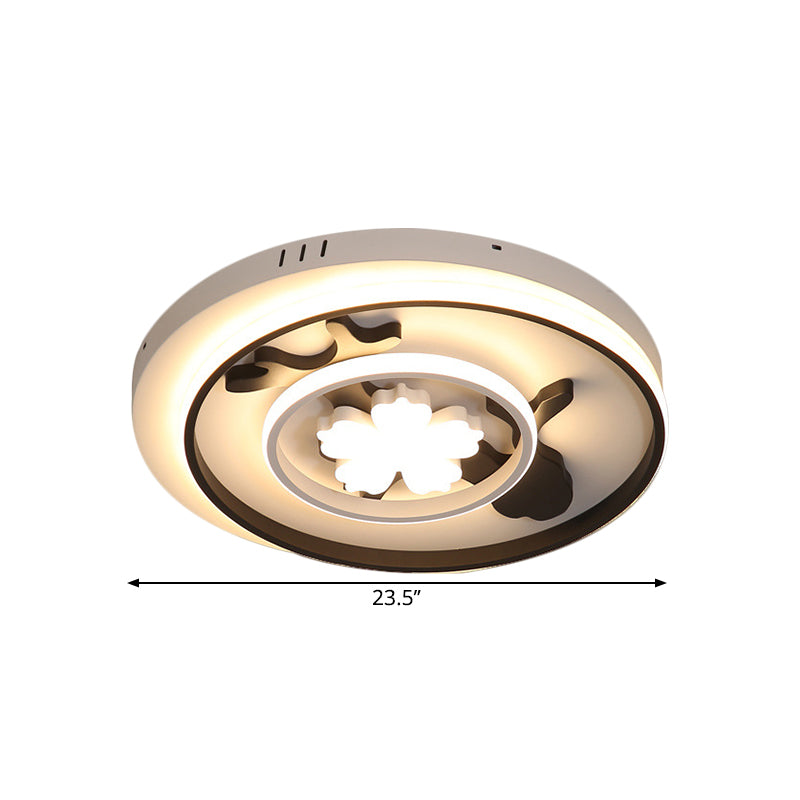 Doughnut Parlor Flush Mount Lamp Metal 19.5"/23.5" Wide LED Simplicity Ceiling Flush with Floral Design in Black Clearhalo 'Ceiling Lights' 'Close To Ceiling Lights' 'Close to ceiling' 'Flush mount' Lighting' 1723999