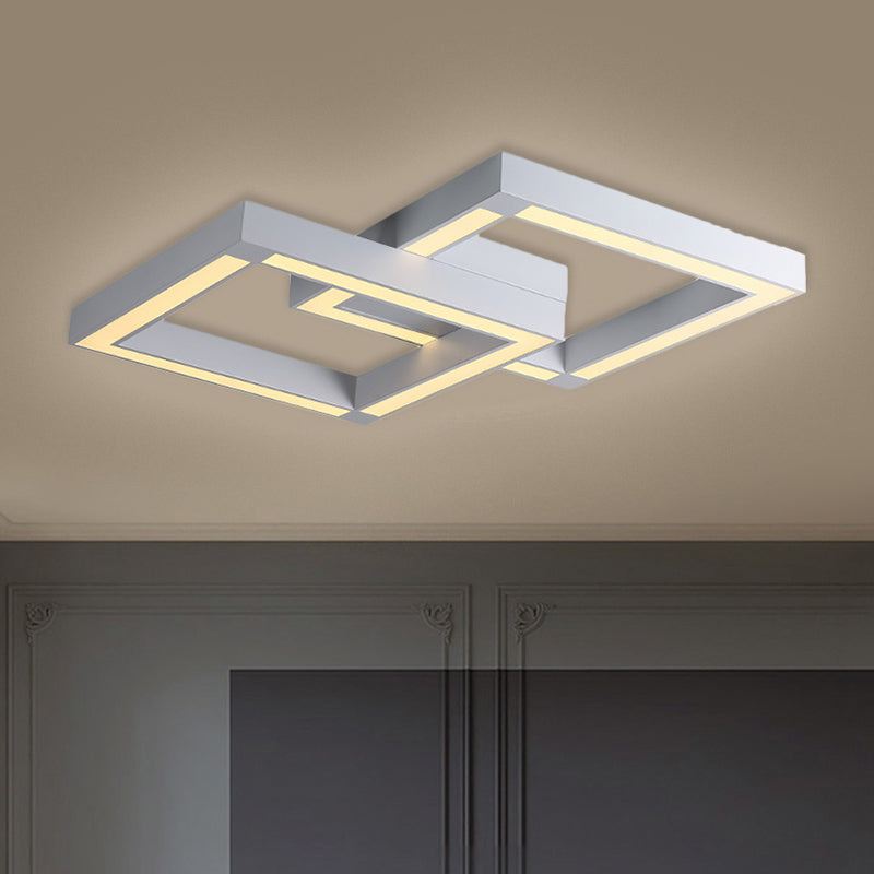 Metallic Square Flush Lamp Fixture Modernist Black/White LED Ceiling Mounted Light, 19.5"/25.5" Wide Clearhalo 'Ceiling Lights' 'Close To Ceiling Lights' 'Close to ceiling' 'Flush mount' Lighting' 1724015