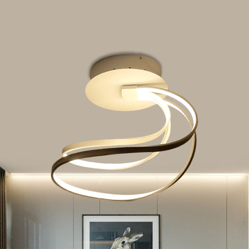 LED Bedroom Ceiling Mounted Fixture Modern White Flush Lamp with Circle Metal Shade in Warm/White Light White Clearhalo 'Ceiling Lights' 'Close To Ceiling Lights' 'Close to ceiling' 'Flush mount' Lighting' 1724032