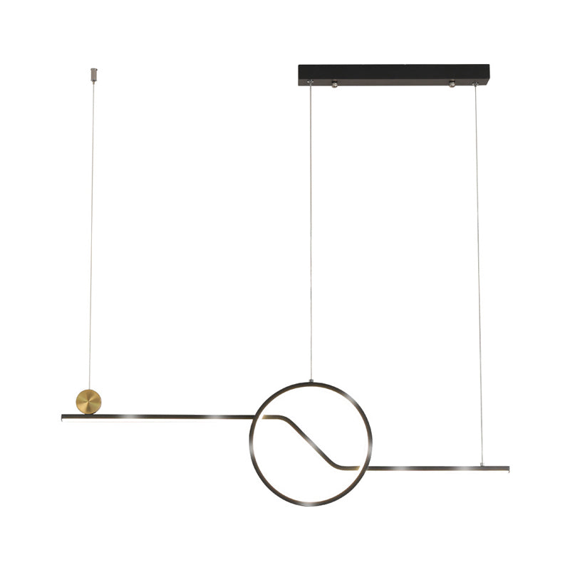 Linear and Circle Hanging Ceiling Light Contemporary Metal Dining Room LED Island Pendant in Black, Warm/White Light Clearhalo 'Ceiling Lights' 'Island Lights' Lighting' 1724082