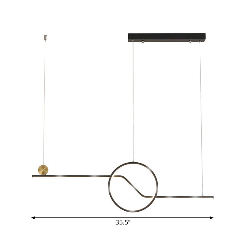 Linear and Circle Hanging Ceiling Light Contemporary Metal Dining Room LED Island Pendant in Black, Warm/White Light Clearhalo 'Ceiling Lights' 'Island Lights' Lighting' 1724083