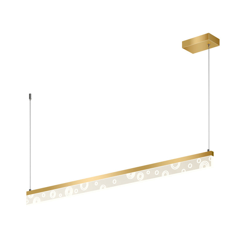 35.5"/47" L Simple Rectangle Island Lamp Aluminum Dining Room LED Hanging Light Fixture in Gold, Warm/White Light Clearhalo 'Ceiling Lights' 'Island Lights' Lighting' 1724086