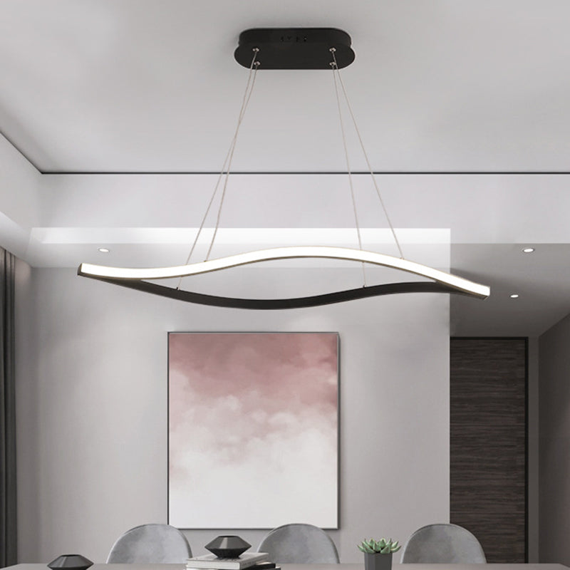 31.5"/39" W Simple LED Island Lamp Black Leaf Frame Ceiling Hang Fixture with Metallic Frame in Warm/White Light Black Clearhalo 'Ceiling Lights' 'Island Lights' Lighting' 1724101