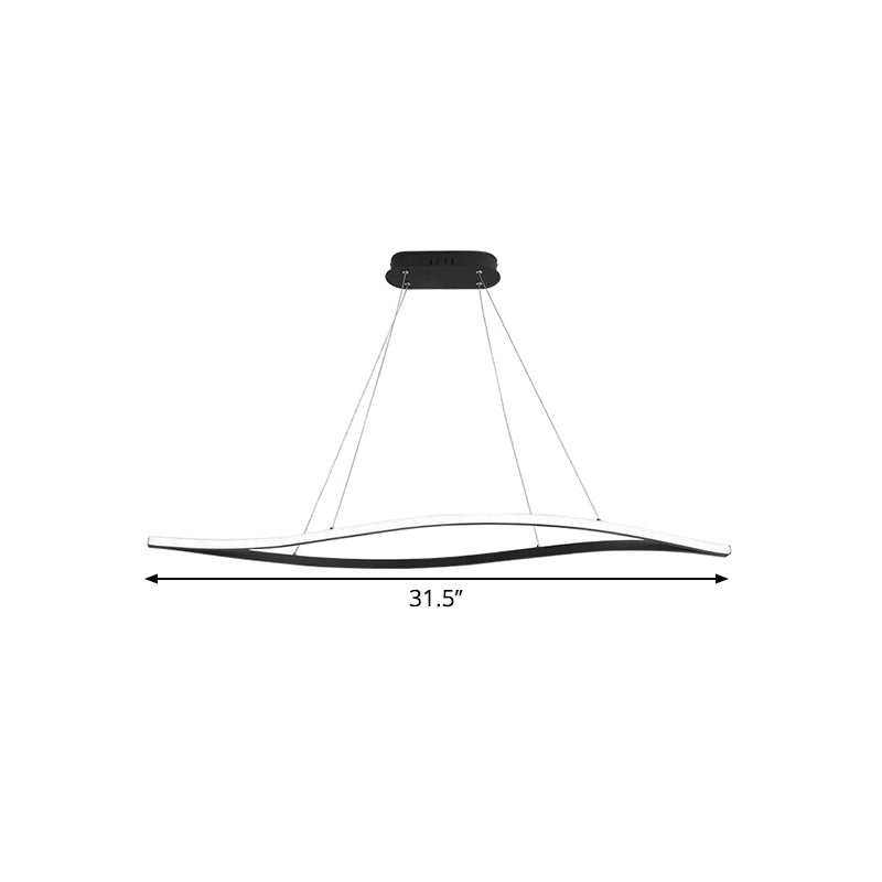 31.5"/39" W Simple LED Island Lamp Black Leaf Frame Ceiling Hang Fixture with Metallic Frame in Warm/White Light Clearhalo 'Ceiling Lights' 'Island Lights' Lighting' 1724104