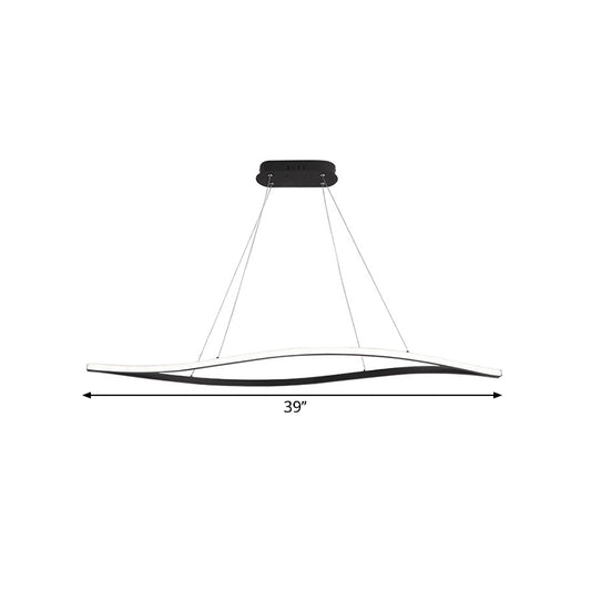 31.5"/39" W Simple LED Island Lamp Black Leaf Frame Ceiling Hang Fixture with Metallic Frame in Warm/White Light Clearhalo 'Ceiling Lights' 'Island Lights' Lighting' 1724105