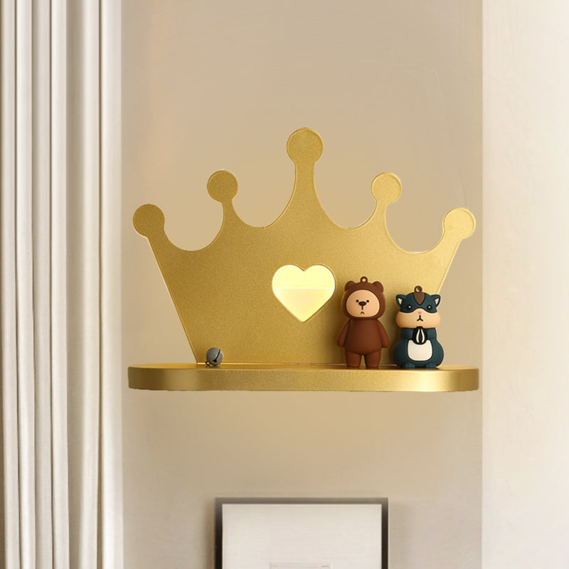 Crown Wall Sconce Lighting Kids Style Metal LED Pink/Gold Wall Mounted Light for Bedside Clearhalo 'Wall Lamps & Sconces' 'Wall Lights' Lighting' 1724186