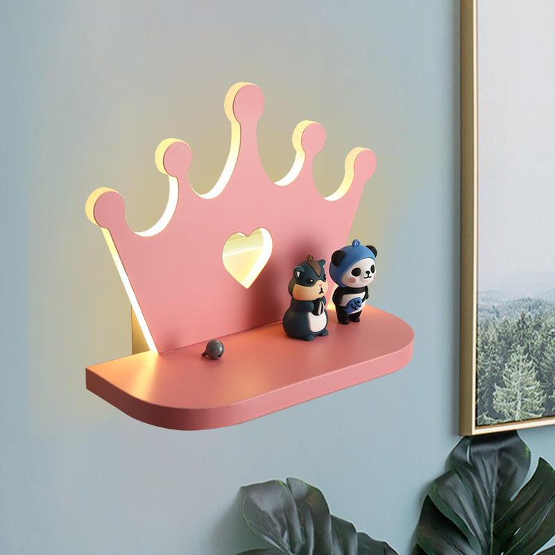 Crown Wall Sconce Lighting Kids Style Metal LED Pink/Gold Wall Mounted Light for Bedside Clearhalo 'Wall Lamps & Sconces' 'Wall Lights' Lighting' 1724190