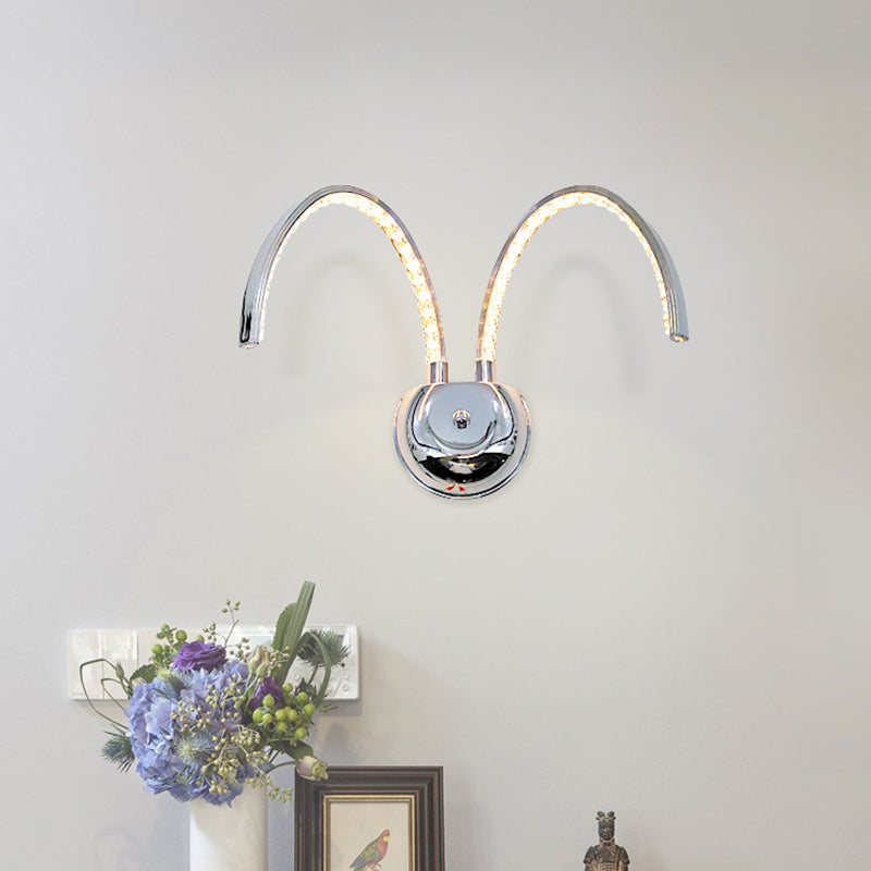 Chrome LED Symmetric Arch Wall Lighting Modernist Metallic Wall Mounted Lamp in Warm/White Light Clearhalo 'Cast Iron' 'Glass' 'Industrial' 'Modern wall lights' 'Modern' 'Tiffany' 'Traditional wall lights' 'Wall Lamps & Sconces' 'Wall Lights' Lighting' 1724207