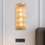 Minimalism Cylinder Wall Mount Lamp Crystal Rod 4 Lights Hallway Wall Sconce Lighting in Gold Gold Clearhalo 'Cast Iron' 'Glass' 'Industrial' 'Modern wall lights' 'Modern' 'Tiffany' 'Traditional wall lights' 'Wall Lamps & Sconces' 'Wall Lights' Lighting' 1724230