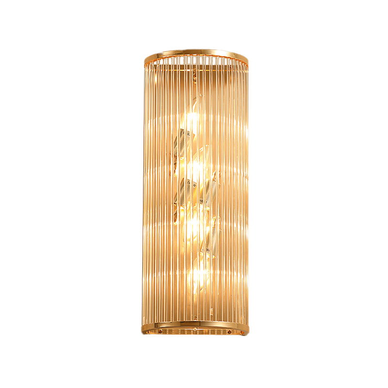 Minimalism Cylinder Wall Mount Lamp Crystal Rod 4 Lights Hallway Wall Sconce Lighting in Gold Clearhalo 'Cast Iron' 'Glass' 'Industrial' 'Modern wall lights' 'Modern' 'Tiffany' 'Traditional wall lights' 'Wall Lamps & Sconces' 'Wall Lights' Lighting' 1724231