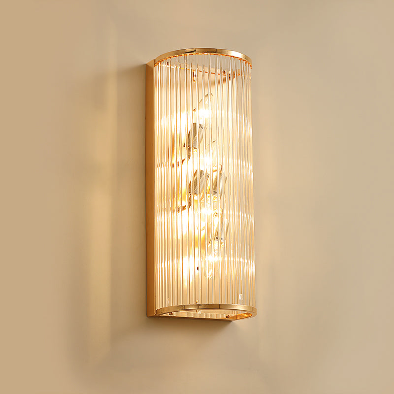 Minimalism Cylinder Wall Mount Lamp Crystal Rod 4 Lights Hallway Wall Sconce Lighting in Gold Clearhalo 'Cast Iron' 'Glass' 'Industrial' 'Modern wall lights' 'Modern' 'Tiffany' 'Traditional wall lights' 'Wall Lamps & Sconces' 'Wall Lights' Lighting' 1724232