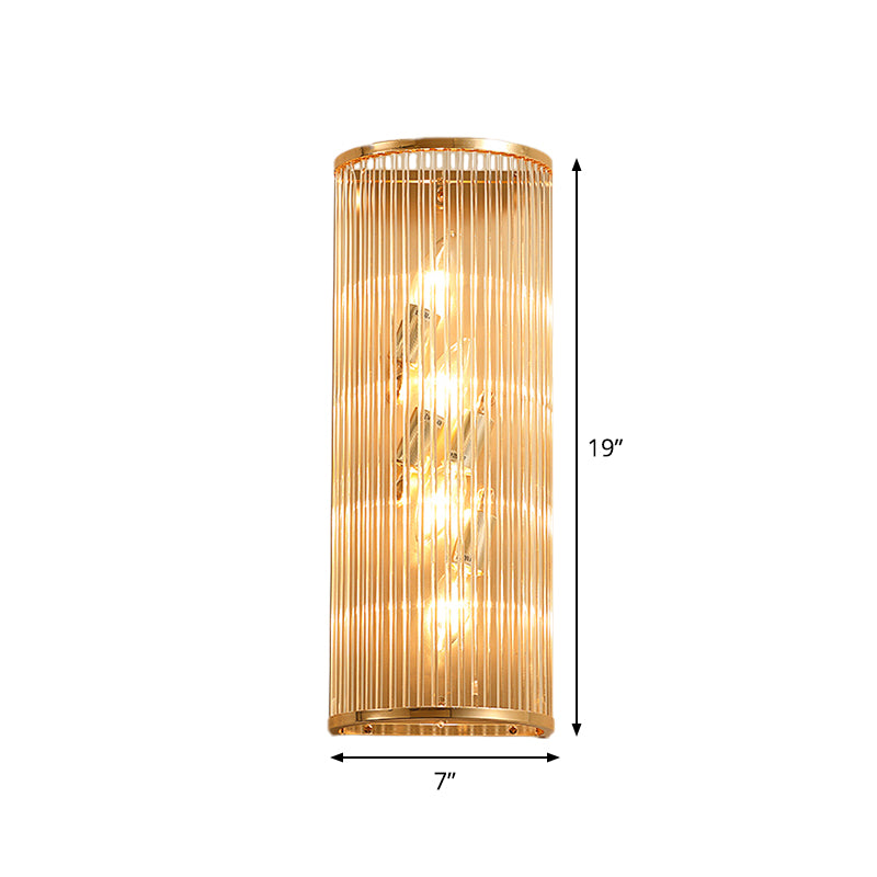 Minimalism Cylinder Wall Mount Lamp Crystal Rod 4 Lights Hallway Wall Sconce Lighting in Gold Clearhalo 'Cast Iron' 'Glass' 'Industrial' 'Modern wall lights' 'Modern' 'Tiffany' 'Traditional wall lights' 'Wall Lamps & Sconces' 'Wall Lights' Lighting' 1724233