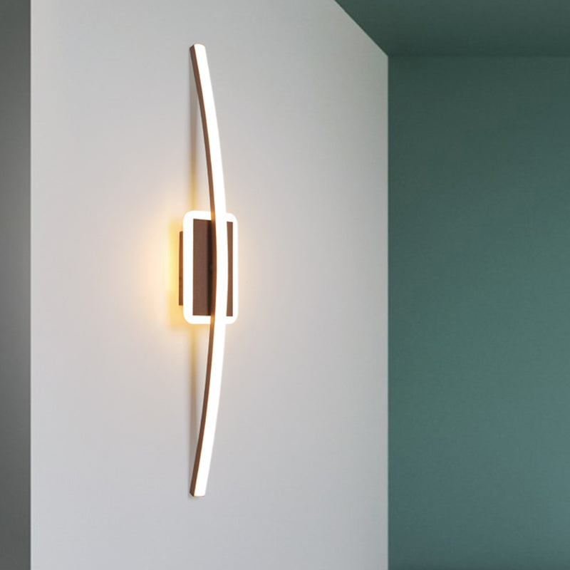 Curved Linear Aluminum Wall Light Simplicity Gold/Coffee LED Wall Sconce Lighting for Dining Room Coffee Clearhalo 'Cast Iron' 'Glass' 'Industrial' 'Modern wall lights' 'Modern' 'Tiffany' 'Traditional wall lights' 'Wall Lamps & Sconces' 'Wall Lights' Lighting' 1724279