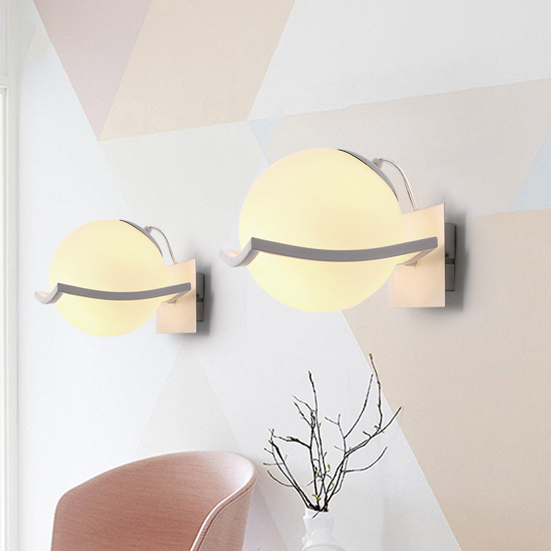 1 Light Kitchen Wall Sconce with Sphere Opal Glass Shade Modern White Sconce Light White Clearhalo 'Cast Iron' 'Glass' 'Industrial' 'Modern wall lights' 'Modern' 'Tiffany' 'Traditional wall lights' 'Wall Lamps & Sconces' 'Wall Lights' Lighting' 172428