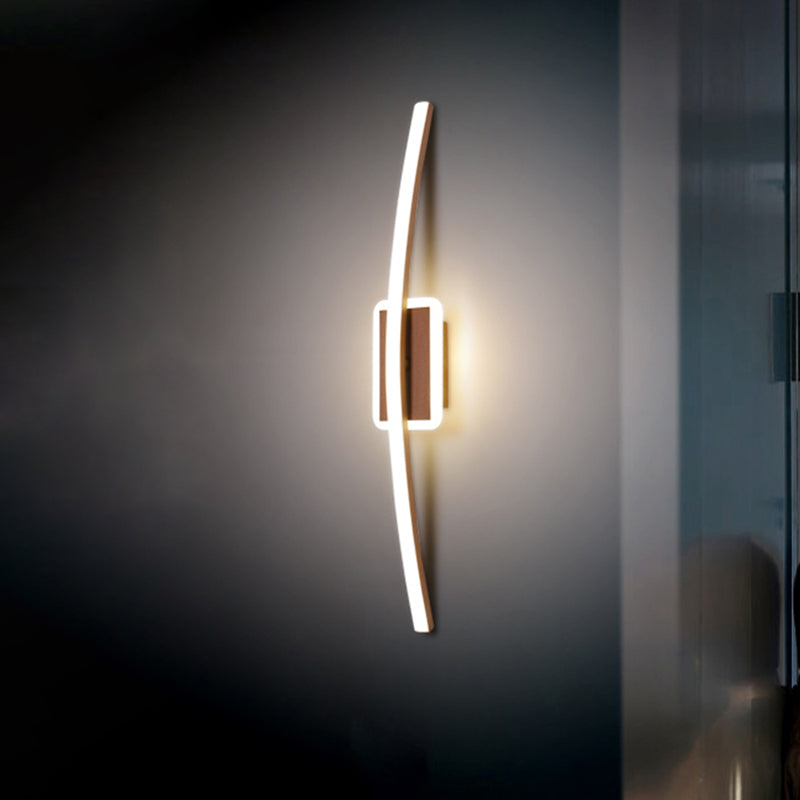 Curved Linear Aluminum Wall Light Simplicity Gold/Coffee LED Wall Sconce Lighting for Dining Room Clearhalo 'Cast Iron' 'Glass' 'Industrial' 'Modern wall lights' 'Modern' 'Tiffany' 'Traditional wall lights' 'Wall Lamps & Sconces' 'Wall Lights' Lighting' 1724280