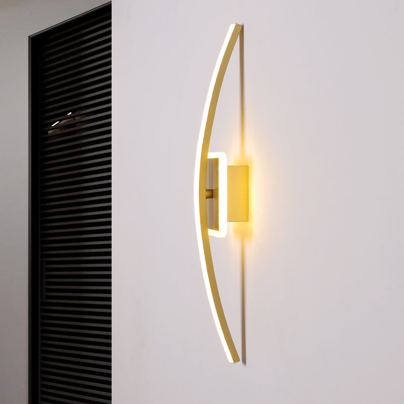 Curved Linear Aluminum Wall Light Simplicity Gold/Coffee LED Wall Sconce Lighting for Dining Room Clearhalo 'Cast Iron' 'Glass' 'Industrial' 'Modern wall lights' 'Modern' 'Tiffany' 'Traditional wall lights' 'Wall Lamps & Sconces' 'Wall Lights' Lighting' 1724285