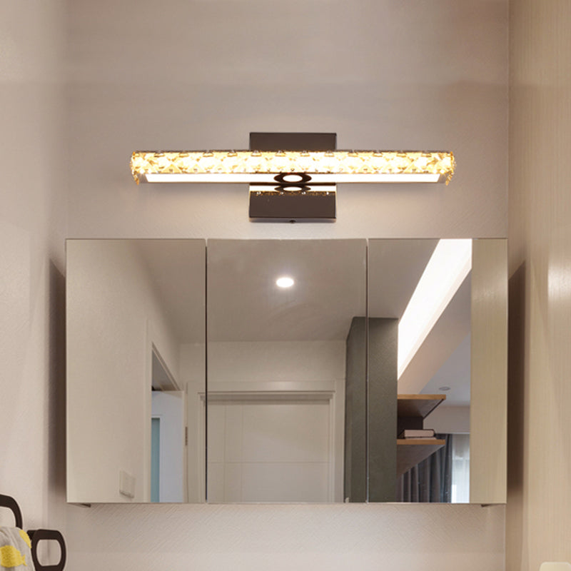 Linear Vanity Wall Light Simple Faceted Crystal LED Chrome Wall Mounted Lighting Clearhalo 'Cast Iron' 'Glass' 'Industrial' 'Modern wall lights' 'Modern' 'Tiffany' 'Traditional wall lights' 'Vanity Lights' 'Wall Lights' Lighting' 1724302