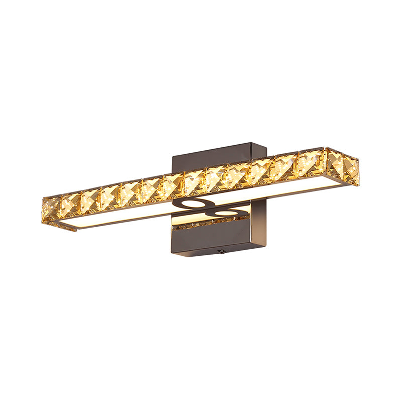 Linear Vanity Wall Light Simple Faceted Crystal LED Chrome Wall Mounted Lighting Clearhalo 'Cast Iron' 'Glass' 'Industrial' 'Modern wall lights' 'Modern' 'Tiffany' 'Traditional wall lights' 'Vanity Lights' 'Wall Lights' Lighting' 1724303