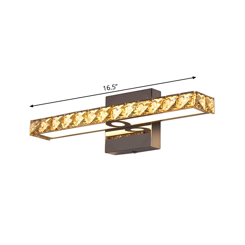 Linear Vanity Wall Light Simple Faceted Crystal LED Chrome Wall Mounted Lighting Clearhalo 'Cast Iron' 'Glass' 'Industrial' 'Modern wall lights' 'Modern' 'Tiffany' 'Traditional wall lights' 'Vanity Lights' 'Wall Lights' Lighting' 1724304