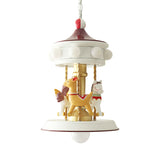 Cartoon 9 Bulbs Pendant Chandelier White Carousel Down Lighting with Metallic Shade Clearhalo 'Ceiling Lights' 'Chandeliers' Lighting' options 1724363