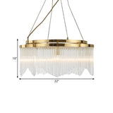Contemporary Circle Chandelier Lamp Crystal Rod 5 Heads Dining Room Ceiling Hang Fixture in Gold Clearhalo 'Ceiling Lights' 'Chandeliers' 'Modern Chandeliers' 'Modern' Lighting' 1724400