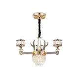 Drum Pendant Chandelier Modern K9 Crystal 3-Head Chrome Ceiling Hang Fixture with Antler Design Clearhalo 'Ceiling Lights' 'Chandeliers' 'Modern Chandeliers' 'Modern' Lighting' 1724481