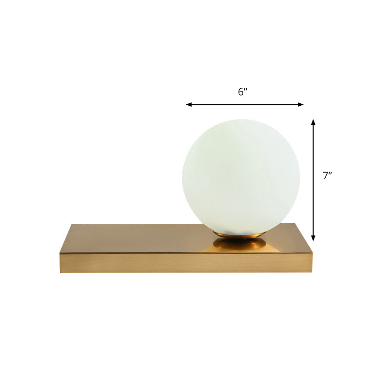 Opal Glass Global Table Lamp Modernism Stylish 1 Light Table Lighting with Rectangular Metal Base in Gold Clearhalo 'Lamps' 'Table Lamps' Lighting' 172449