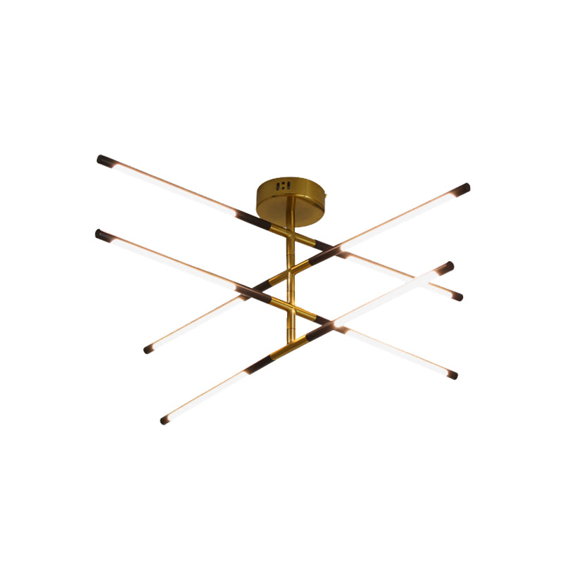 Metal Linear Ceiling Chandelier Modern Style 8 Heads Suspension Pendant in Black and Gold Clearhalo 'Ceiling Lights' 'Chandeliers' 'Modern Chandeliers' 'Modern' Lighting' 1724551