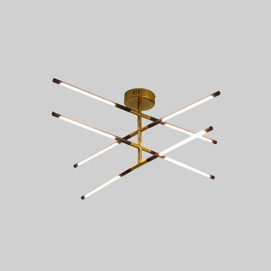 Metal Linear Ceiling Chandelier Modern Style 8 Heads Suspension Pendant in Black and Gold Clearhalo 'Ceiling Lights' 'Chandeliers' 'Modern Chandeliers' 'Modern' Lighting' 1724552