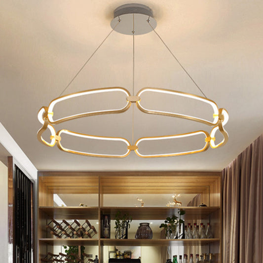 Circular Ceiling Chandelier Minimalism Metallic Great Room LED Suspension Lighting in Gold, Warm/White Light Gold Clearhalo 'Ceiling Lights' 'Chandeliers' 'Modern Chandeliers' 'Modern' Lighting' 1724584