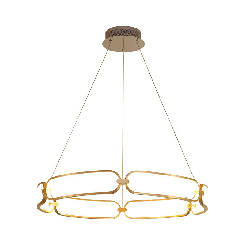 Circular Ceiling Chandelier Minimalism Metallic Great Room LED Suspension Lighting in Gold, Warm/White Light Clearhalo 'Ceiling Lights' 'Chandeliers' 'Modern Chandeliers' 'Modern' Lighting' 1724586