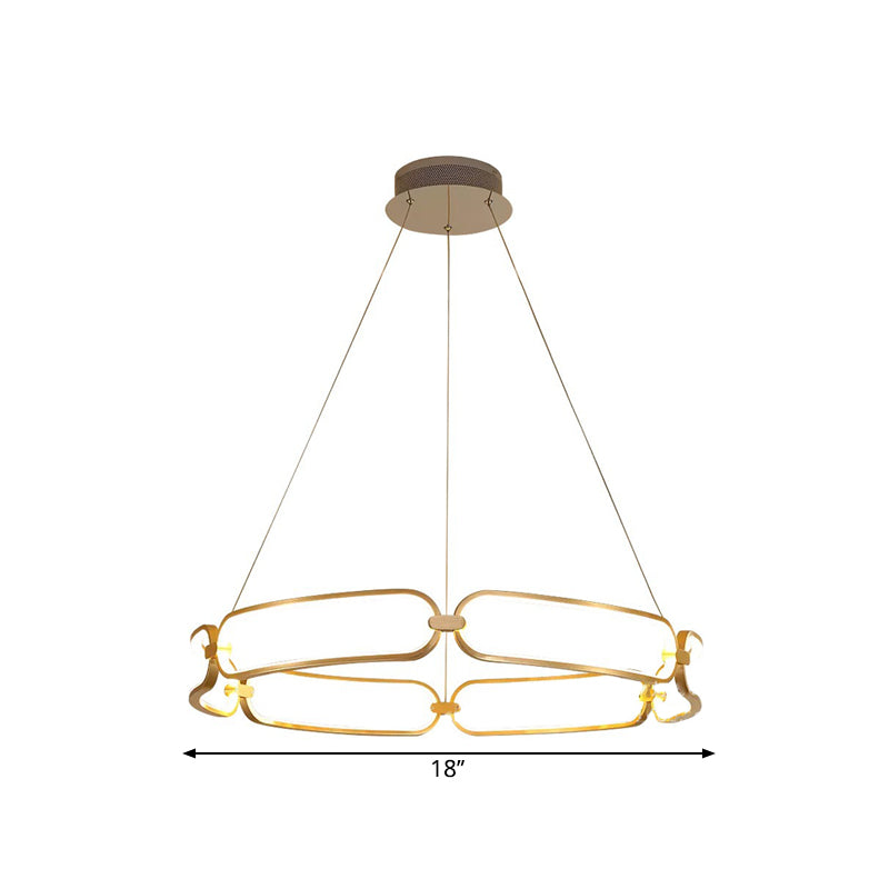 Circular Ceiling Chandelier Minimalism Metallic Great Room LED Suspension Lighting in Gold, Warm/White Light Clearhalo 'Ceiling Lights' 'Chandeliers' 'Modern Chandeliers' 'Modern' Lighting' 1724587