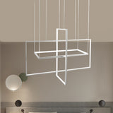 Metal Rectangle Frames LED Chandelier Modern Black/White Suspended Lighting Fixture in Warm/White Light Clearhalo 'Ceiling Lights' 'Chandeliers' 'Modern Chandeliers' 'Modern' Lighting' 1724597