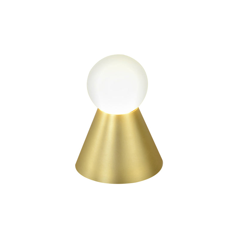 Metal Conical Sconce Wall Light Modern Stylish 1 Bulb Golden Wall Lamp with Frosted Glass Globe Shade Clearhalo 'Cast Iron' 'Glass' 'Industrial' 'Modern wall lights' 'Modern' 'Tiffany' 'Traditional wall lights' 'Wall Lamps & Sconces' 'Wall Lights' Lighting' 172460