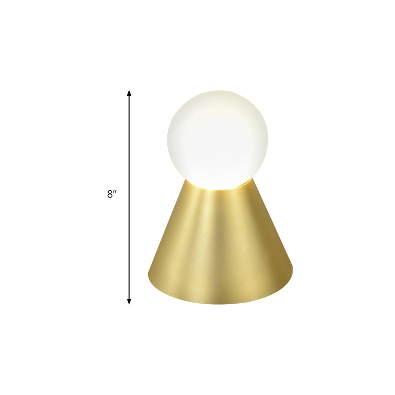 Metal Conical Sconce Wall Light Modern Stylish 1 Bulb Golden Wall Lamp with Frosted Glass Globe Shade Clearhalo 'Cast Iron' 'Glass' 'Industrial' 'Modern wall lights' 'Modern' 'Tiffany' 'Traditional wall lights' 'Wall Lamps & Sconces' 'Wall Lights' Lighting' 172461