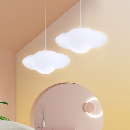 White Cloud Suspension Light Cartoon 1-Head Plastic Hanging Ceiling Lamp for Playroom Clearhalo 'Ceiling Lights' 'Pendant Lights' 'Pendants' Lighting' 1724659