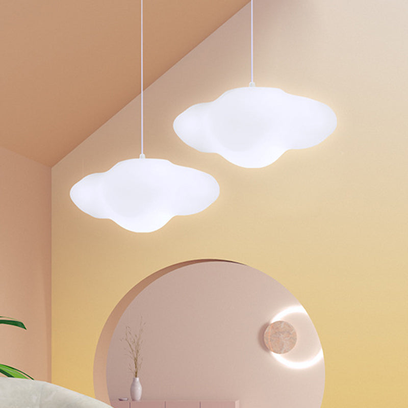 White Cloud Suspension Light Cartoon 1-Head Plastic Hanging Ceiling Lamp for Playroom White Clearhalo 'Ceiling Lights' 'Pendant Lights' 'Pendants' Lighting' 1724659_9ebd42c0-d65c-436f-93eb-030acdc59fde