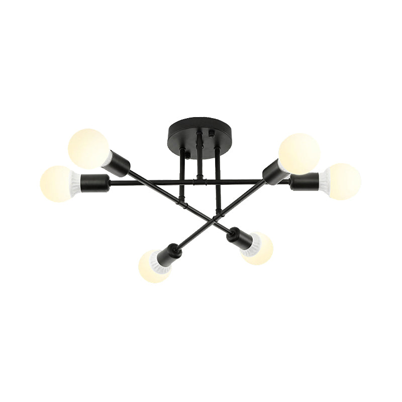 Bookstore Living Room Stacked Ceiling Light Metal Contemporary Semi Ceiling Mount Light Clearhalo 'Ceiling Lights' 'Close To Ceiling Lights' 'Close to ceiling' 'Semi-flushmount' Lighting' 172466