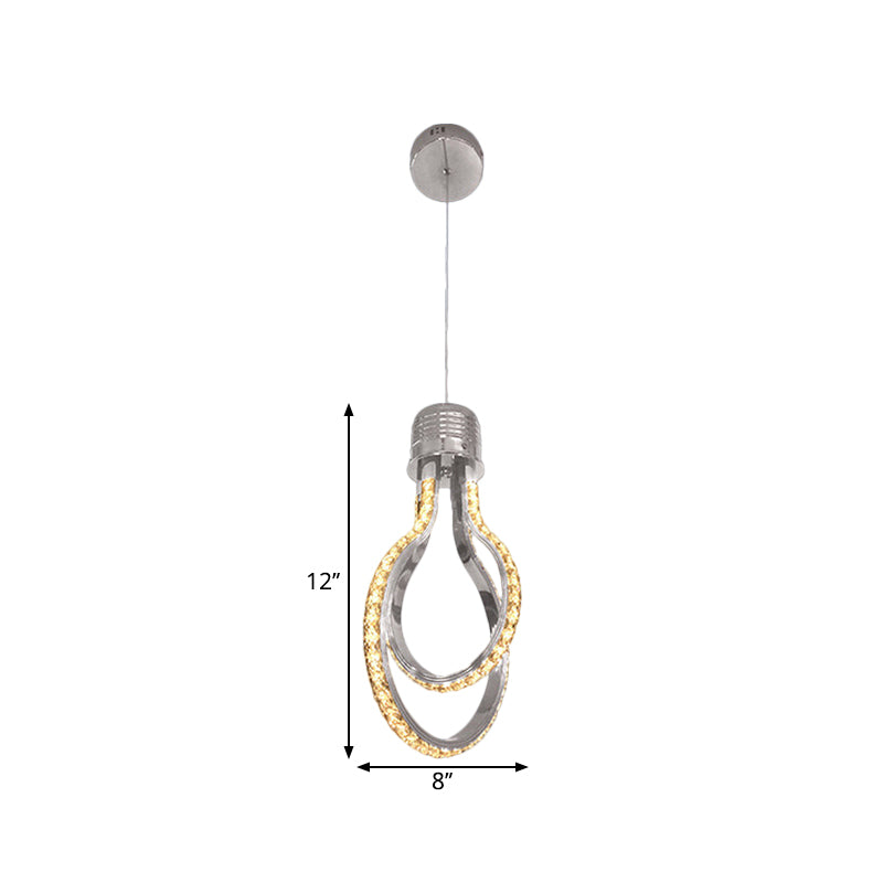 Bulb-Like Frame Metallic Pendant Lamp Modern LED Chrome Suspension Lighting in Warm/White Light Clearhalo 'Ceiling Lights' 'Modern Pendants' 'Modern' 'Pendant Lights' 'Pendants' Lighting' 1724678