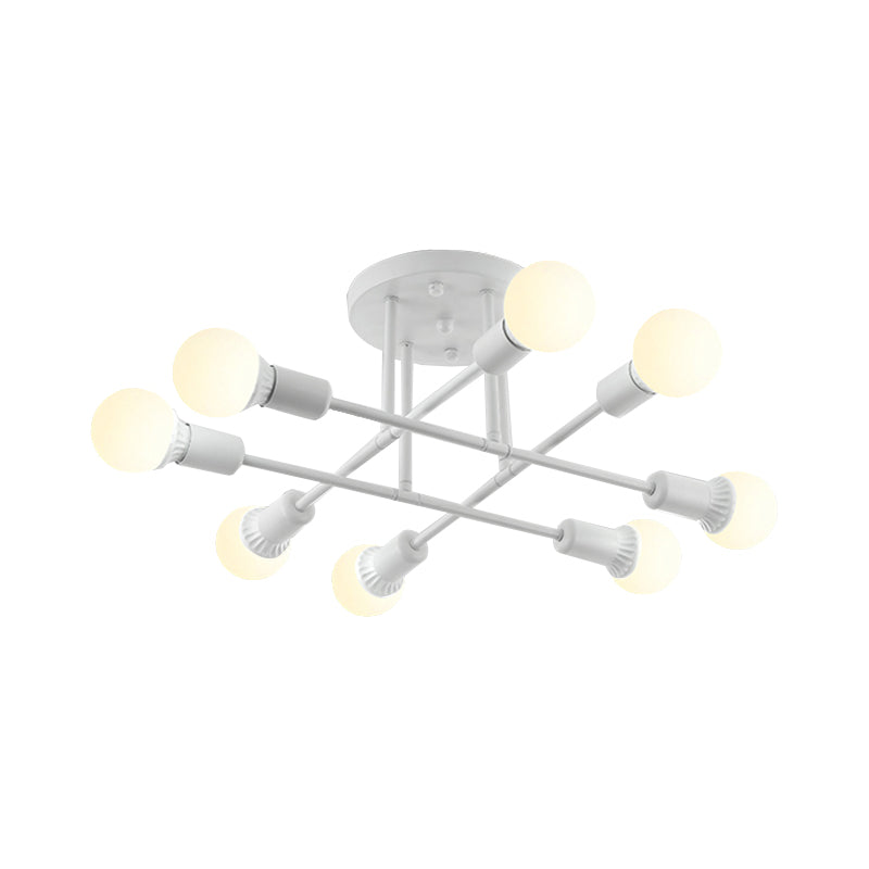 Bookstore Living Room Stacked Ceiling Light Metal Contemporary Semi Ceiling Mount Light Clearhalo 'Ceiling Lights' 'Close To Ceiling Lights' 'Close to ceiling' 'Semi-flushmount' Lighting' 172468